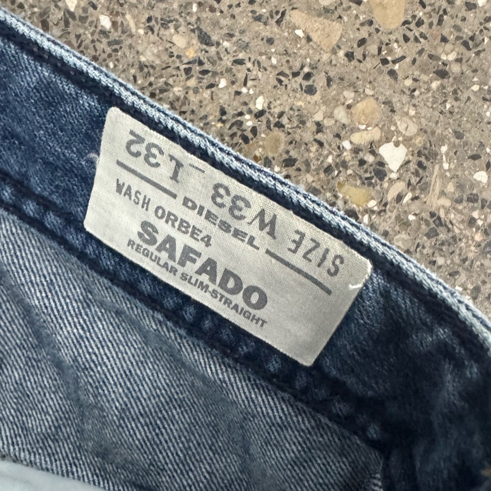 Diesel Saafado Men Jeans Regular Slim Straight Blue Size 33 (Fits 35x33) Italy - Picture 6 of 7